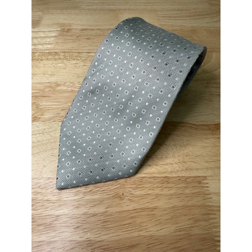 100% Silk Men's Neck Tie Pierre Cardin Silver Geometric JL